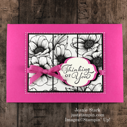 Stampin' Up! Happy Thoughts Thinking of You card idea with Stitched So Sweetly Dies and True Love Designer Series Paper - Jeanie Stark StampinUp
