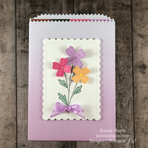 Stampin' Up! Flowers of Friendship Ombre Gift Bag ideas using the 2021-2023 In Colors and Scalloped Contour Dies - Jeanie Stark StampinUp 
