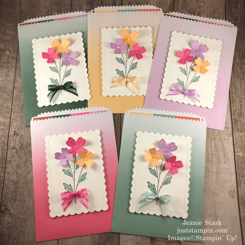 Stampin' Up! Flowers of Friendship Ombre Gift Bag ideas using the 2021-2023 In Colors and Scalloped Contour Dies - Jeanie Stark StampinUp 