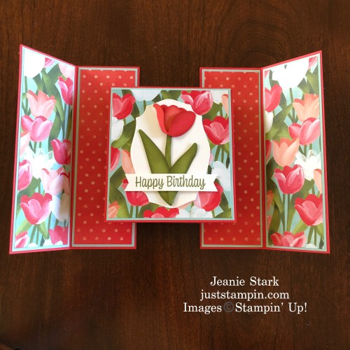 Stampin' Up! Flowering Tulips fun fold birthday card idea - Jeanie Stark StampinUp