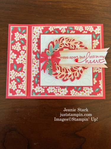 Stampin' Up! Cottage Wreaths Dies and Lovely You fun fold valentine card idea- Jeanie Stark StampinUp
