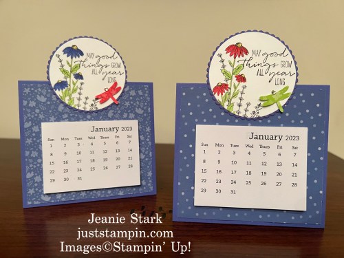 Stampin' Up! Dragonfly Garden In Color Calendar Card idea- Jeanie Stark StampinUp