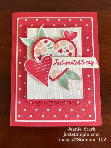 Stampin' Up! Country Bouquet, Painted labels Dies, and Heart Punch Pack Valentine card ideas- Jeanie Stark StampinUp