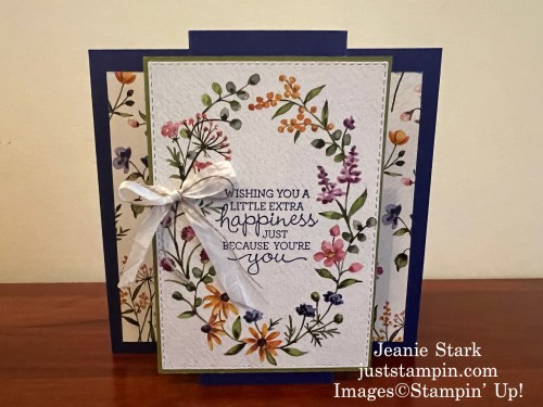 Stampin' Up! Dainty Flowers and Pansy Patch Fun Fold Birthday Card idea-Jeanie Stark StampinUp