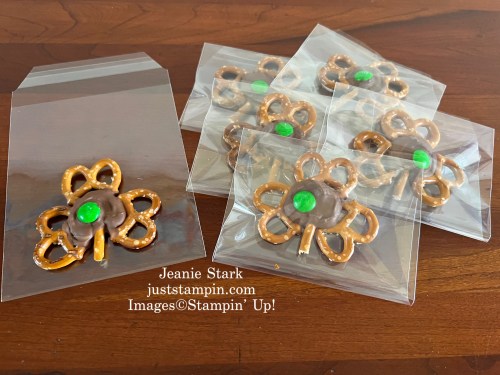 Stampin' Up! Clear Envelopes and St. Patrick's Day pretzel treats-Jeanie Stark StampinUp