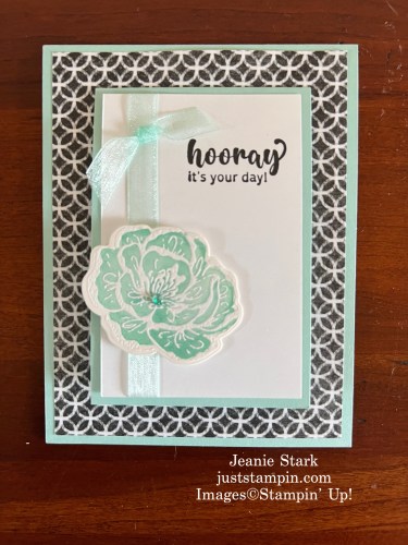 Stampin' Up! Irresistible Blooms, Peaceful Moments, and Perfectly Penciled embossed birthday card and gift card holder-Jeanie Stark StampinUp
