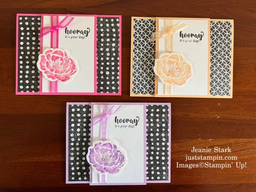 Stampin' Up! Irresistible Blooms, Peaceful Moments, and Perfectly Penciled embossed birthday card and gift card holder-Jeanie Stark StampinUp