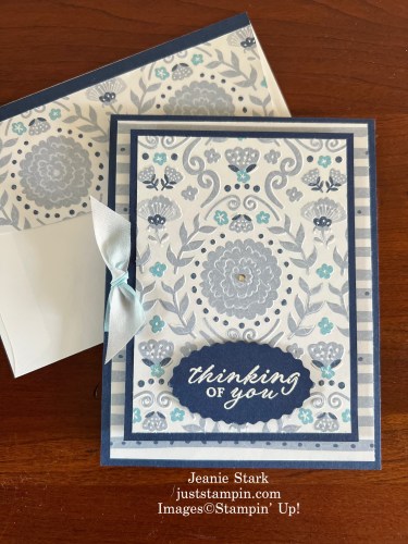 Stampin' Up! Wonderful Thoughts and Lasting Joy fun fold card with Countryside Inn Designer Series paper-Jeanie Stark StampinUp