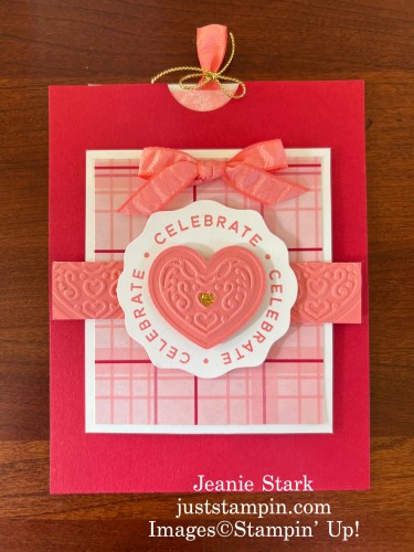 Stampin' Up! Circle Sayings and Bee My Valentine fun fold double slider card with Adoring Hearts Hybrid Embossing Folder-Jeanie Stark StampinUp