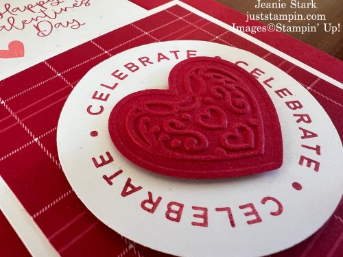 Stampin' Up! Circle Sayings and Bee My Valentine fun fold double slider card with Adoring Hearts Hybrid Embossing Folder-Jeanie Stark StampinUp