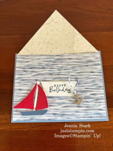 Stampin' Up! Sailboat punch envelope flap fun fold birthday card idea-Jeanie Stark StampinUp
