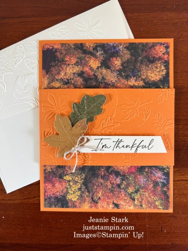 Stampin' Up! Autumn Leaves fun fold Thank you card idea-Jeanie Stark StampinUp