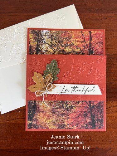 Stampin' Up! Autumn Leaves fun fold Thank you card idea-Jeanie Stark StampinUp