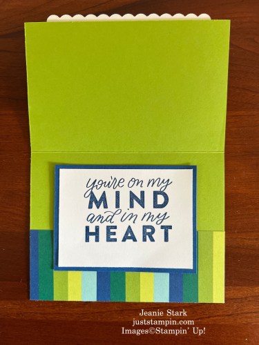 Stampin' Up! Good Feelings with Merry Bold & Bright Designer Series paper fun fold card idea-Jeanie Stark StampinUp
