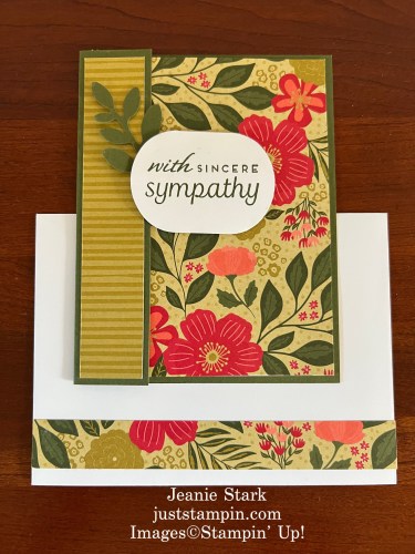 Stampin' Up! Garden Walk Designer Series Paper and Heartfelt Hexagon fun fold sympathy card idea-Jeanie Stark StampinUp