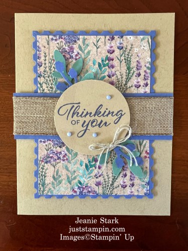 Stampin' Up! Perennial Lavender with Layering Leaves Thinking of You Card idea-Jeanie Stark StampinUp
