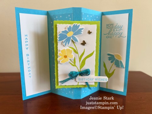 Stampin' Up! Sending Smiles fun fold birthday card idea-Jeanie Stark StampinUp