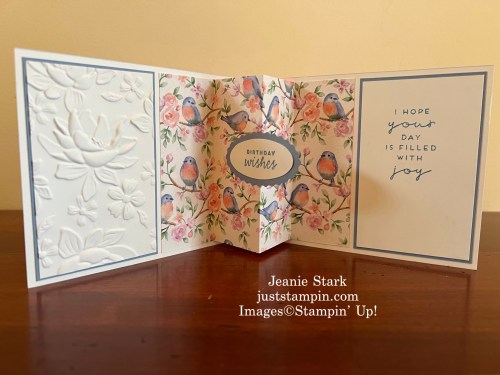 Stampin' Up! Flight & Airy fun fold birthday card idea with Layered Florals 3D embossing Folder-Jeanie Stark StampinUp
