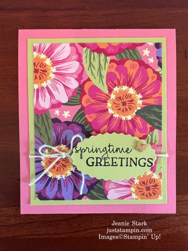 Stampin' Up! Flowering Zinnias Seed Packet holder with Sweet Springtime Paper Pumpkin stamp set-Jeanie Stark StampinUp