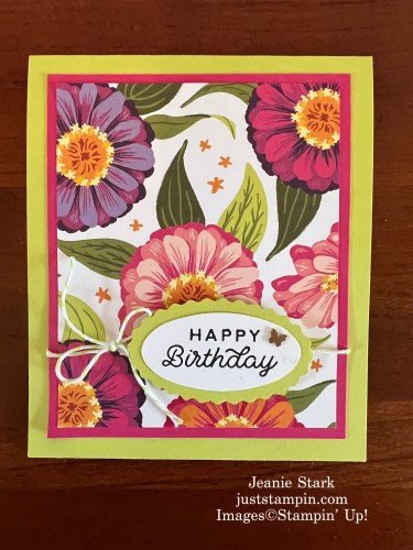 Stampin' Up! Flowering Zinnias Seed Packet holder with Simply Zinnia, and Circle Sayings stamp sets-Jeanie Stark StampinUp