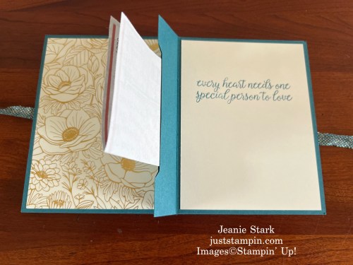 Stampin' Up! Lifetime of Love Gold Foiled Flowers Cards & Envelopes fun fold wedding card idea with pop up gift card/money holder-Jeanie Stark StampinUp