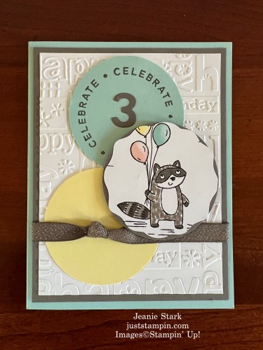 Stampin' Up! Zoo Crew Designer Series Paper and Circle Sayings birthday card-Jeanie Stark StampinUp