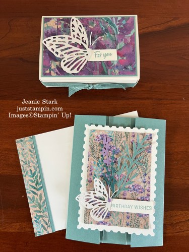 Stampin' Up! Perennial lavender fun fold card and scalloped gift box-Jeanie Stark StampinUp