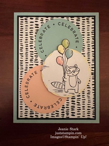 Stampin' Up! Birthday or graduation card ideas with Zoo Crew Designer Series Paper, Circle Sayings, and Beautiful Balloons-Jeanie Stark StampinUp