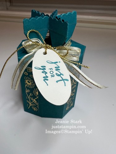 Stampin' Up! Gift Box idea with Cracker & Treat Box Dies-visit juststampin.com for inspiration, tutorials, and more-Jeanie Stark StampinUp