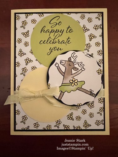 Stampin' Up! celebration card idea with Layering Leaves Stamp Set and Zoo Crew Designer Series Paper-Jeanie Stark StampinUp