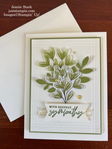 Stampin' Up! Something Fancy Simply Scored, Golden Greenery and Stylish Shapes Sympathy card-Jeanie Stark StampinUp