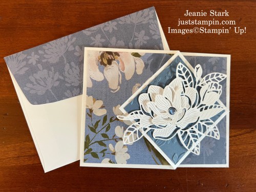 Stampin' Up! Wildly Flowering Fun Fold Card with Magnolia Mood Dies-Jeanie Stark StampinUp