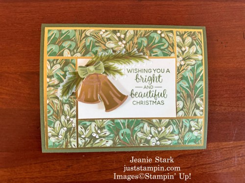 Stampin' Up! Season of Green & Gold Panel Frame Christmas card idea-Jeanie Stark StampinUp