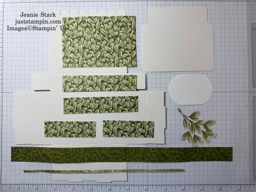 Stampin' Up! Scalloped Gift Card Box kit with Season of Green & Gold Specialty Designer Series Paper, Golden Greenery Dies, and Unbounded Love Stamp Set-Jeanie Stark StampinUp