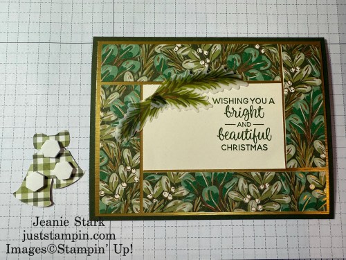 Stampin' Up! Season of Green & Gold Panel Frame Christmas card idea-Jeanie Stark StampinUp
