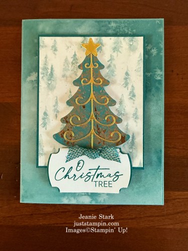 Stampin' Up! Christmas card idea with Decorative Trees Bundle and Winter Meadows Designer Series Paper-Jeanie Stark StampinUp