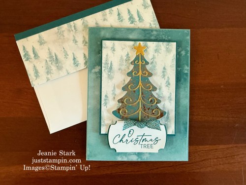 Stampin' Up! Christmas card idea with Decorative Trees Bundle and Winter Meadows Designer Series Paper-Jeanie Stark StampinUp