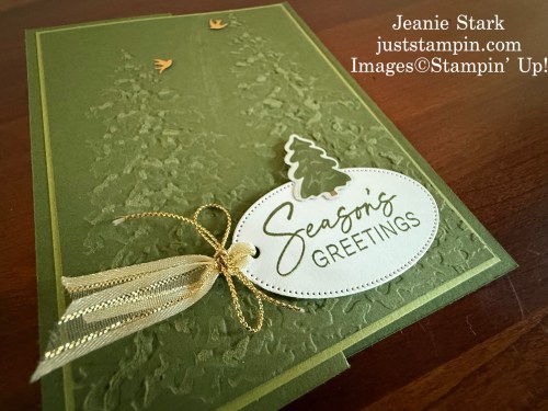 Stampin' Up! Decorative Trees Z fold Christmas card idea with Painted Trees Embossing folder-Jeanie Stark StampinUp