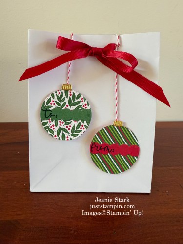 Stampin' Up! Hang An Ornament Gift Bag with Take A Bow Designer Series Paper-Jeanie Stark StampinUp