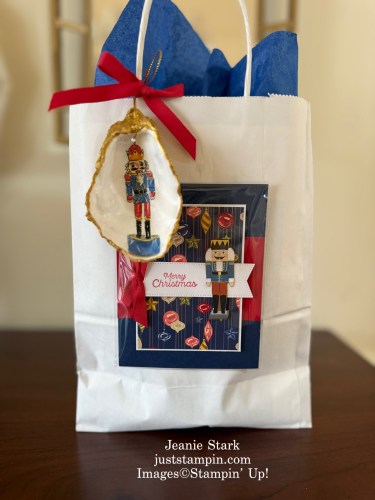 Stampin' Up! Night Before Christmas and Christmas Around the World Designer Series Paper simple card idea with Stitched Shapes Dies-Jeanie Stark StampinUp