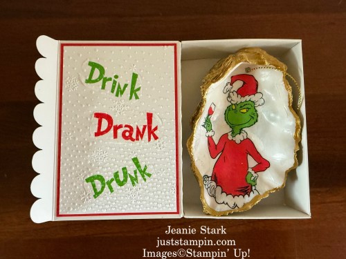 Stampin' Up! Scalloped gift card Grinch box with Hang an Ornament Dies-Jeanie Stark StampinUp