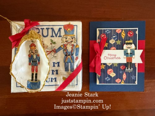 Stampin' Up! Night Before Christmas and Christmas Around the World Designer Series Paper simple card idea with Stitched Shapes Dies-Jeanie Stark StampinUp