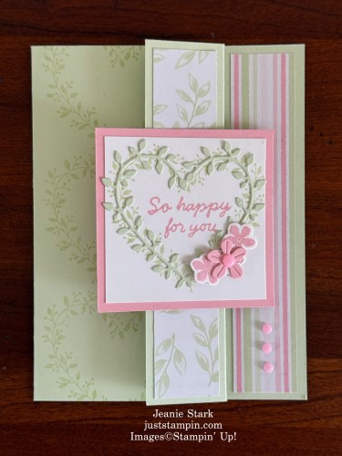 Stampin' Up! Heart Shaped Bundle fun fold card idea with Bright Borders and Wildflower Birthday Specialty Designer Series Paper-Jeanie Stark StampinUp