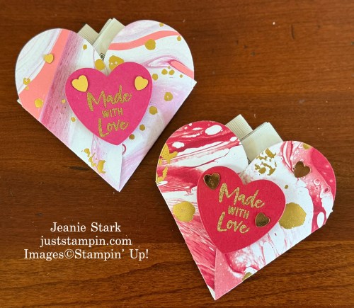 Stampin' Up! Hearts of Elegance Dies and Marbled Elegance Designer Series Paper Treat Holder-Jeanie Stark StampinUp