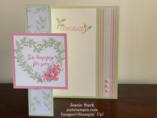 Stampin' Up! Heart Shaped Bundle fun fold card idea with Bright Borders and Wildflower Birthday Specialty Designer Series Paper-Jeanie Stark StampinUp