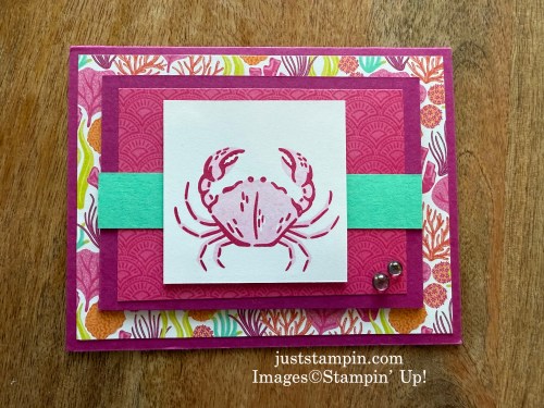 Stampin' Up! Friends of the Ocean Designer Series Paper and Ocean Friends Bundle fun fold card idea with Friendly Seagulls stamp set-juststampin.com