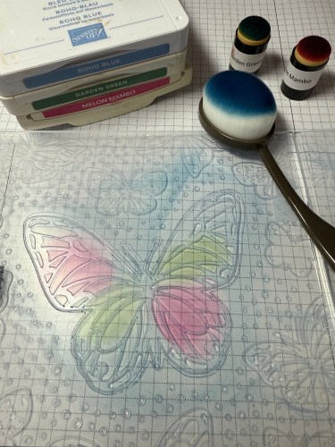 Spritzing Technique with Stampin' Up! Beautiful Butterflies Hybrid Embossing Folder-Jeanie Stark StampinUp