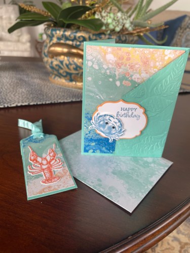 Stampin' Up! Boho Beach Kit with Friends of the Ocean fun fold birthday card and bookmark-juststampin.com
