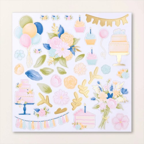 The Wildflower Birthday 12" x 12" (30.5 x 30.5 cm) Specialty Designer Series Paper is full of designs that are ready to party! You get 10 sheets of double-sided designs, some with party designs, some with all-purpose designs, and some with tags. You also get 2 sheets of ready-to-use die cuts. This paper is perfect for card making, scrapbooking, and other crafting.