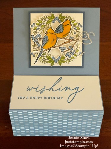 Stampin' Up! Winterly Treetops and Delightful Wishes Standing Z Fold Birthday card idea-Jeanie Stark StampinUp